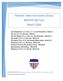 Remote Video Astronomy Group MECATX Sky Tour March 2020