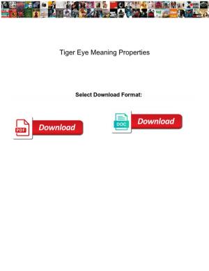 Tiger Eye Meaning Properties