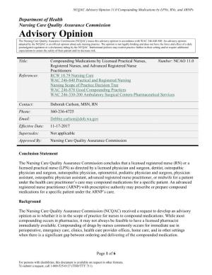 Compounding Medications Advisory Opinion