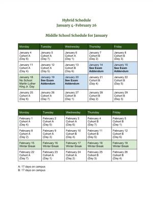 Hybrid Schedule January 4-February 26 Middle School