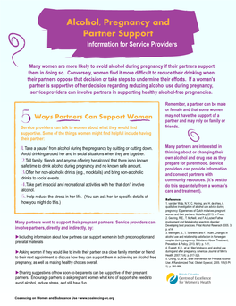 Alcohol, Pregnancy and Partner Support Information for Service Providers