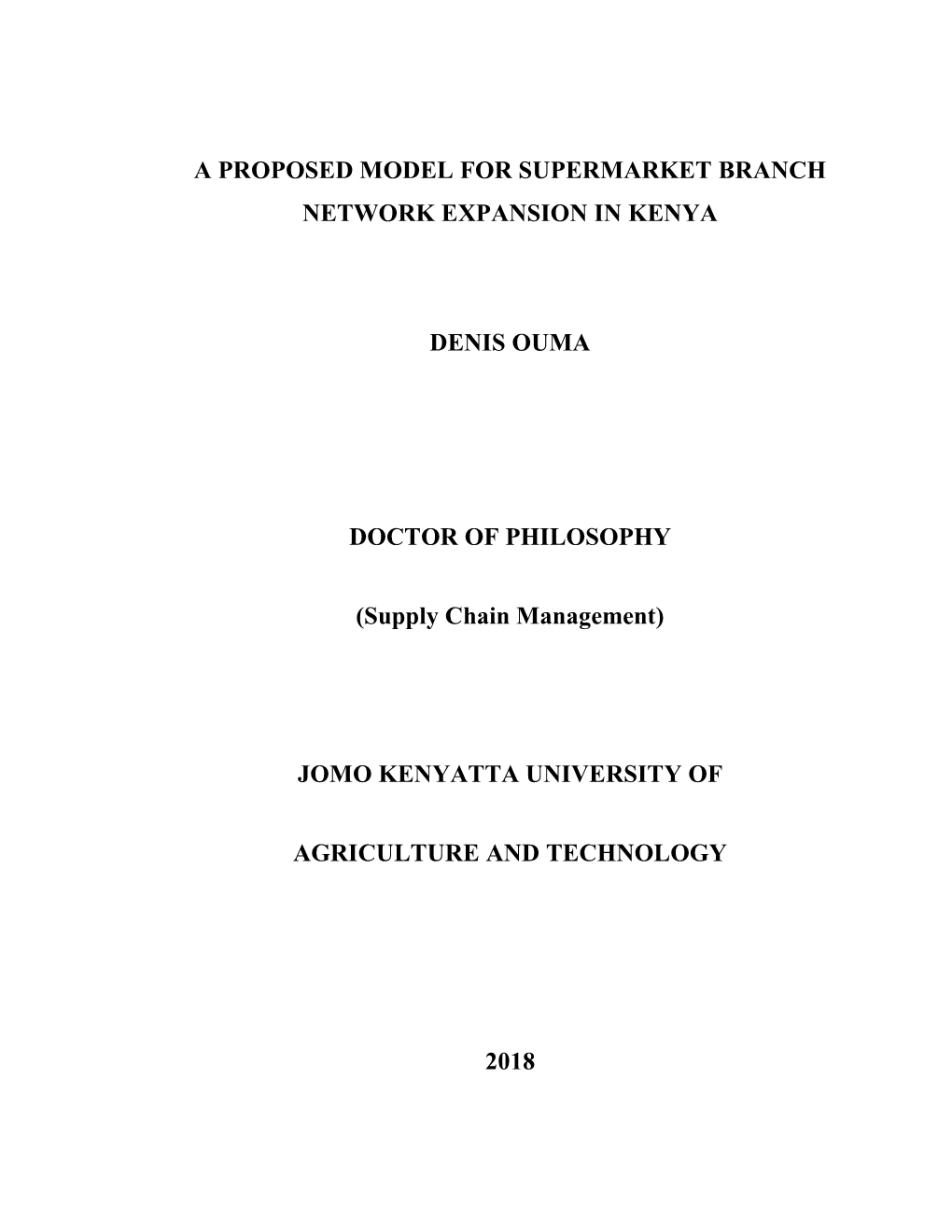 Modelling Factors Influencing Supermarket Branch Network Expansion in Kenya Using the Interpretative Structural Model