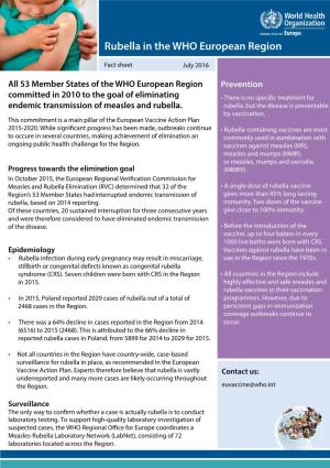 Fact Sheet – Rubella in the WHO European Region