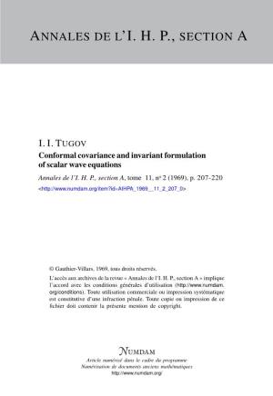 Conformal Covariance and Invariant Formulation of Scalar Wave Equations Annales De L’I
