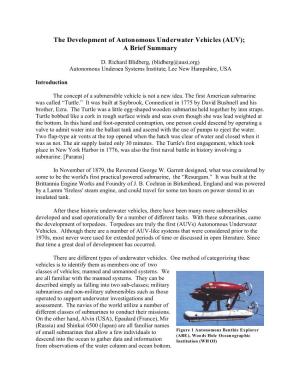 The Development of Autonomous Underwater Vehicles (AUV); a Brief Summary