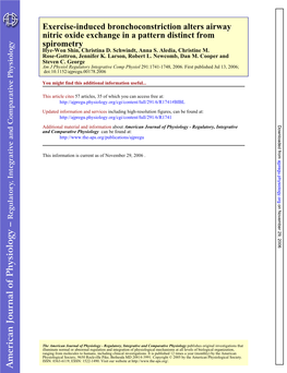 Spirometry Nitric Oxide Exchange in a Pattern Distinct