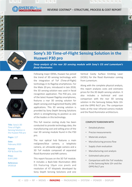 Sony's 3D Time of Flight Sensing Solution in the Huawei P30 Pro