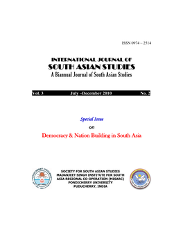 INTERNATIONAL JOURNAL of SOUTH ASIAN STUDIES a Biannual Journal of South Asian Studies