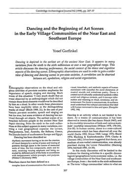 Dancing and the Beginning of Art Scenes in the Early Village Communities of the Near East and Southeast Europe