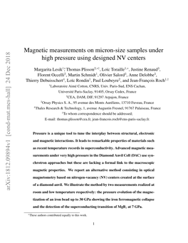 Magnetic Measurements on Micron-Size Samples Under High Pressure Using Designed NV Centers