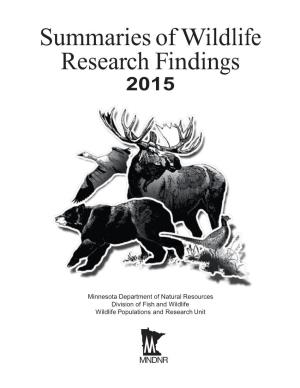2015 Wildlife Research Summaries
