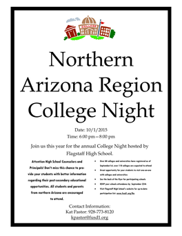 Join Us This Year for the Annual College Night Hosted by Flagstaff High School