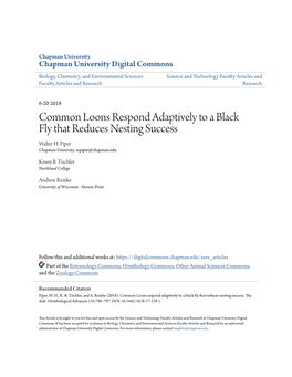 Common Loons Respond Adaptively to a Black Fly That Reduces Nesting Success Walter H