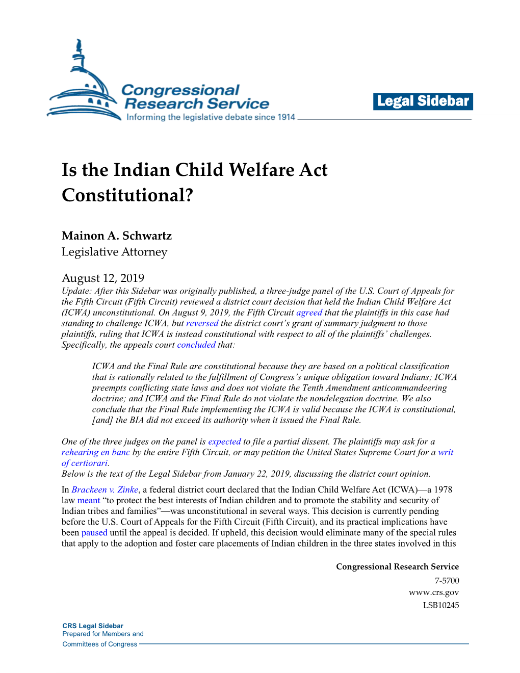 Is the Indian Child Welfare Act Constitutional?