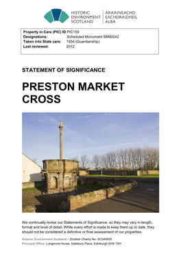 Preston Market Cross Statement of Significance