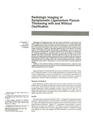 Radiologic Imaging of Symptomatic Ligamentum Flavum Thickening with and Without Ossification