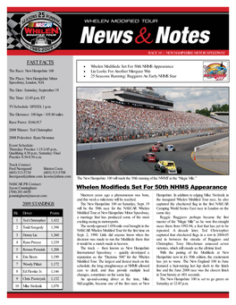Whelen Modifieds Set for 50Th NHMS Appearance