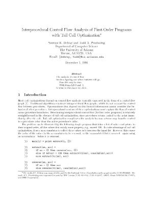Interprocedural Control Flow Analysis of First-Order Programs with Tail Call Optimization 1 Introduction