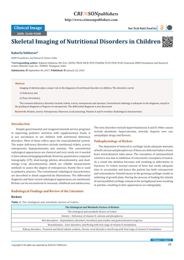 Skeletal Imaging of Nutritional Disorders in Children