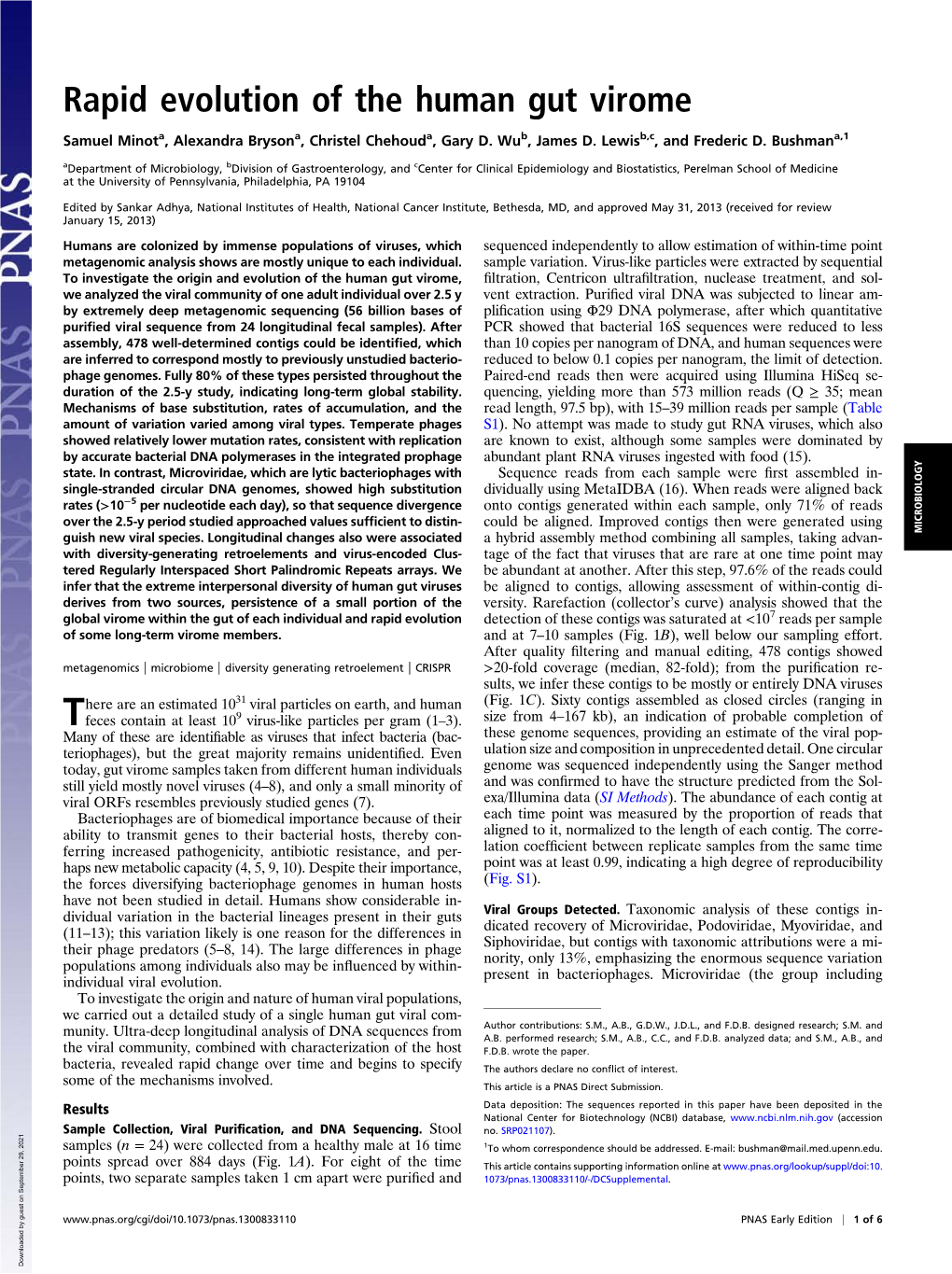 Rapid Evolution of the Human Gut Virome