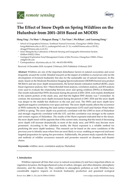 The Effect of Snow Depth on Spring Wildfires on the Hulunbuir from 2001–2018 Based on MODIS