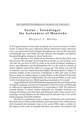 Vestur – Íslendingar: the Icelanders of Manitoba