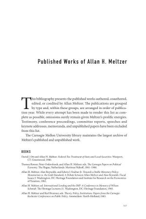 Published Works of Allan H. Meltzer