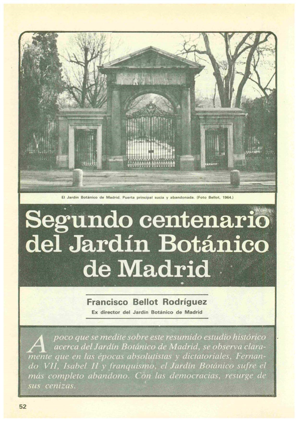 Francisco Bellot Rodríguez Ex Director Del Jardín Botánico De Madrid