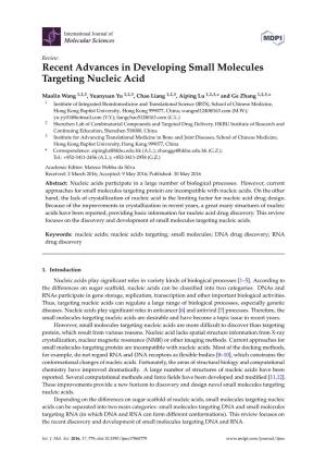 Recent Advances in Developing Small Molecules Targeting Nucleic Acid