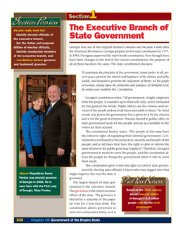 The Executive Branch of State Government Section Preview Section Preview Did You Know?
