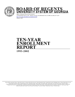 Ten-Year Enrollment Report 1993-2002