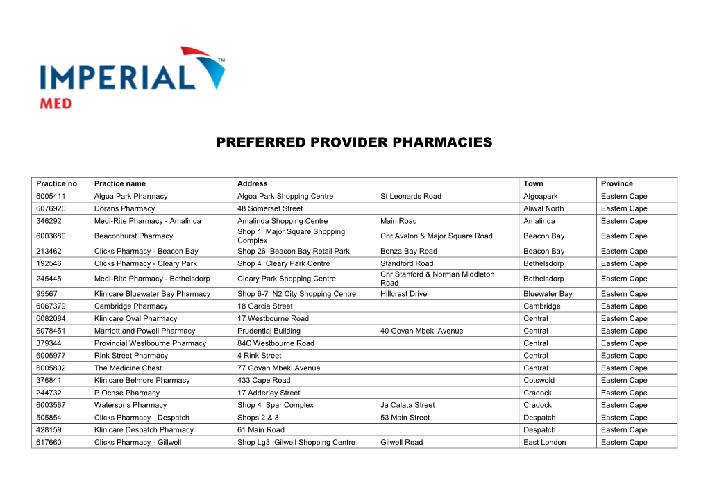 Preferred Provider Pharmacies