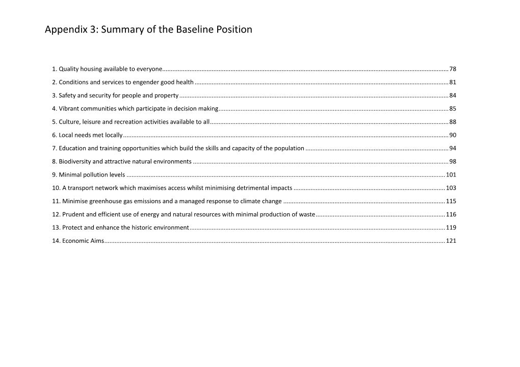 Appendix 3: Summary of the Baseline Position