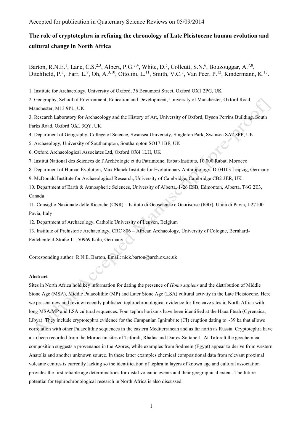 The Role of Cryptotephra in Refining the Chronology of Late Pleistocene Human Evolution and Cultural Change in North Africa