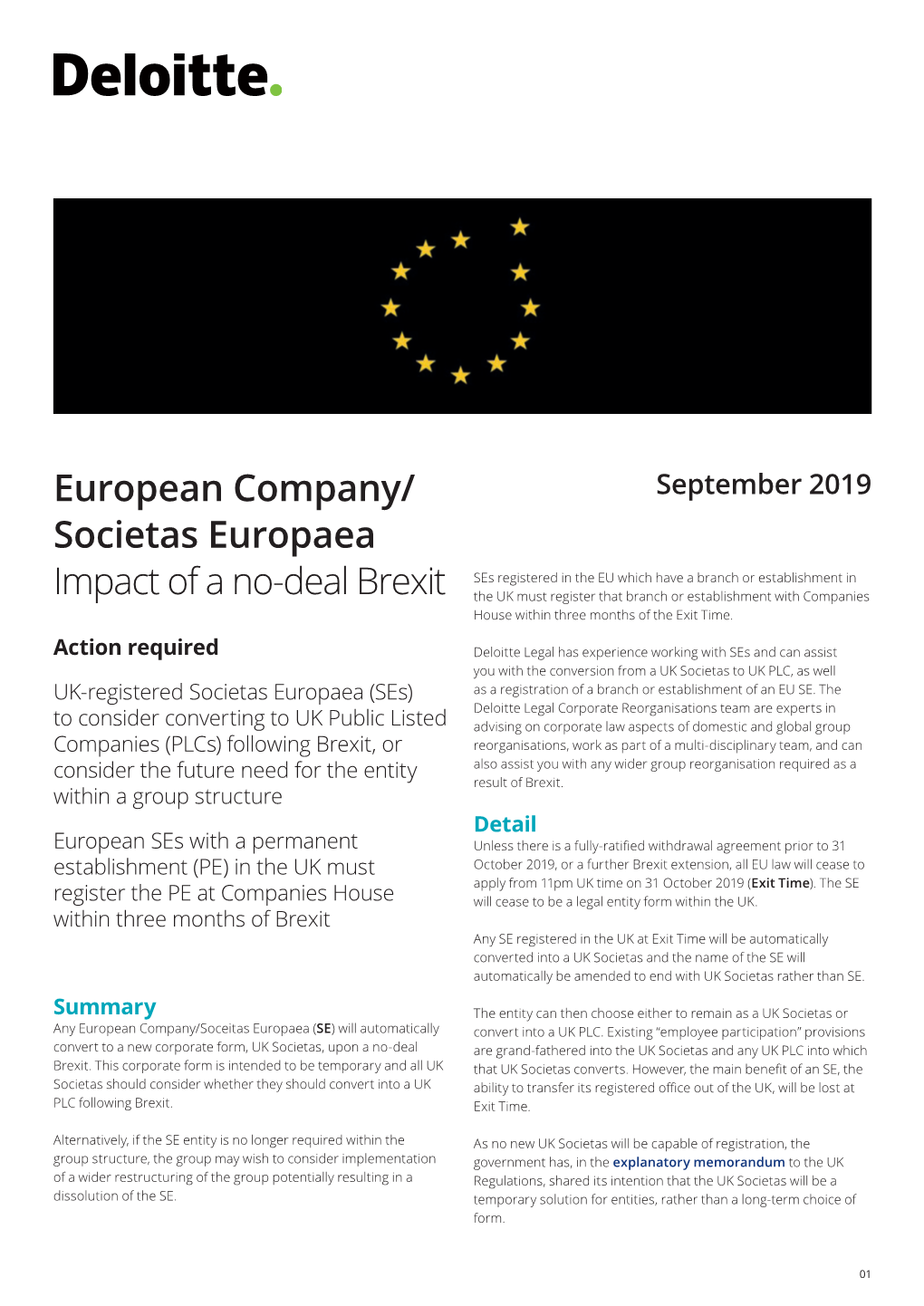 European Company/ Societas Europaea Impact of a No-Deal Brexit