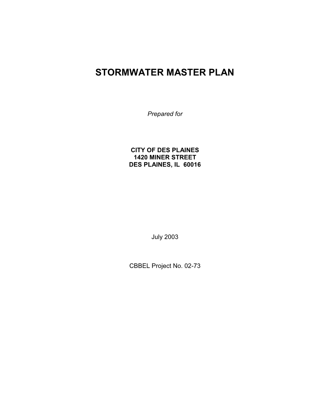 Stormwater Master Plan