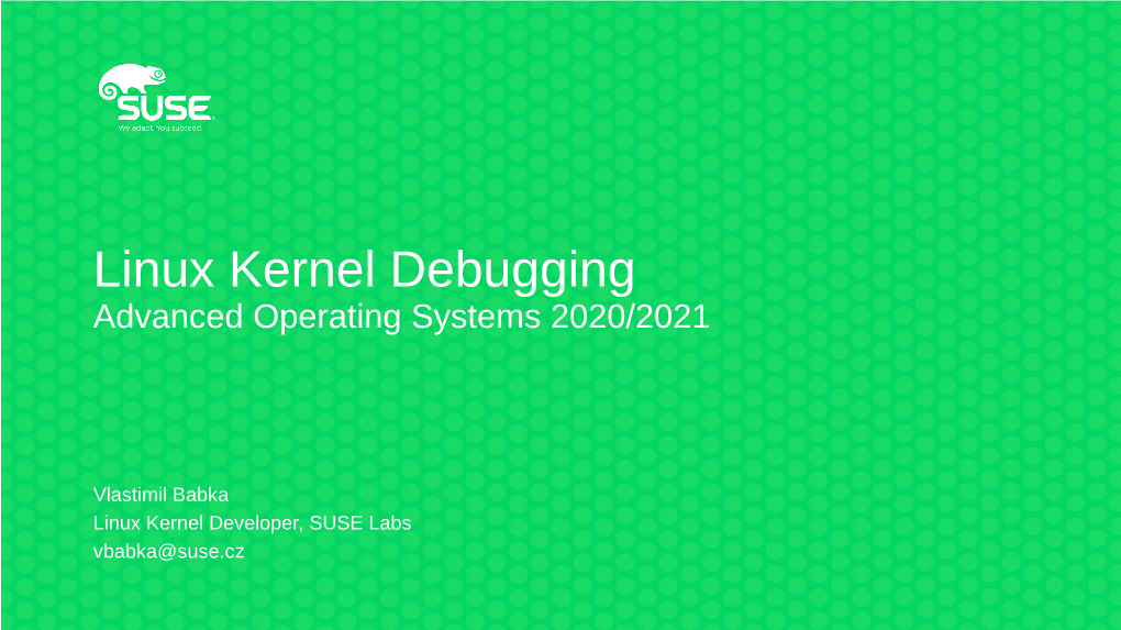Linux Kernel Debugging Advanced Operating Systems 2020/2021