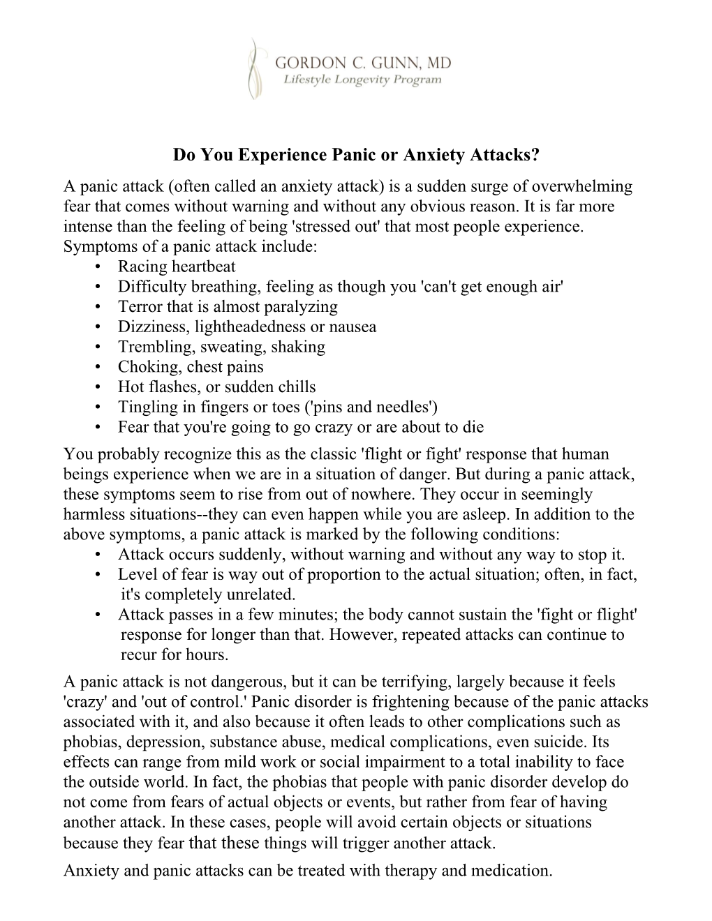 Experiencing Anxiety Or Panic Attacks