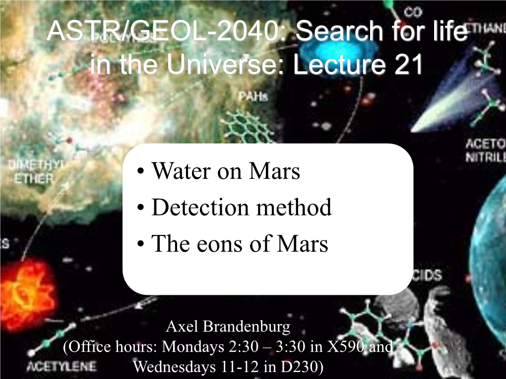 ASTR/GEOL-2040: Search for Life in the Universe: Lecture 21