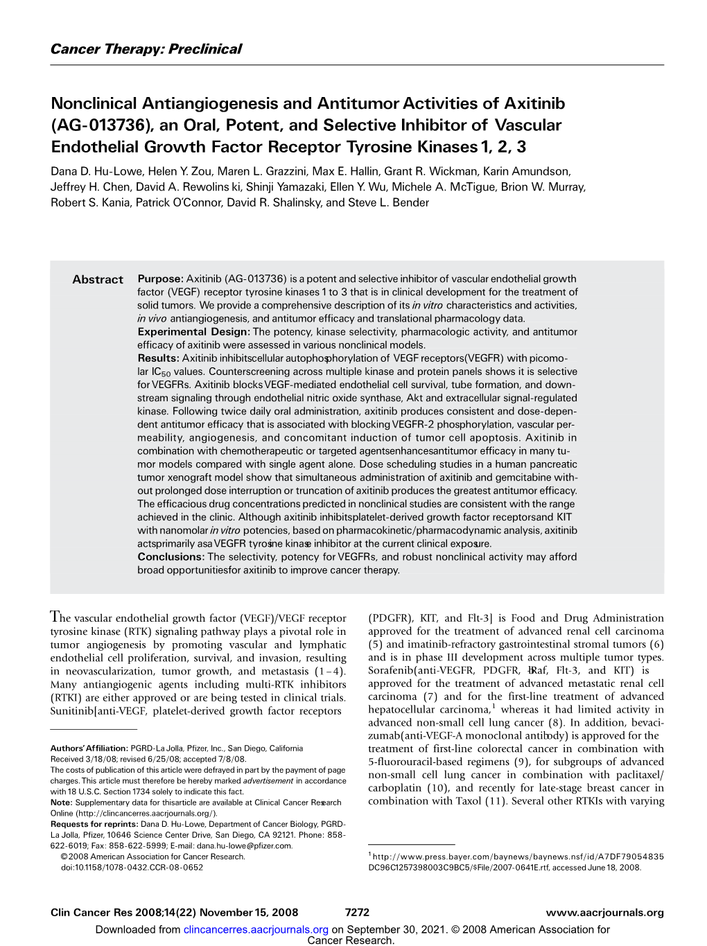 Nonclinical Antiangiogenesis And