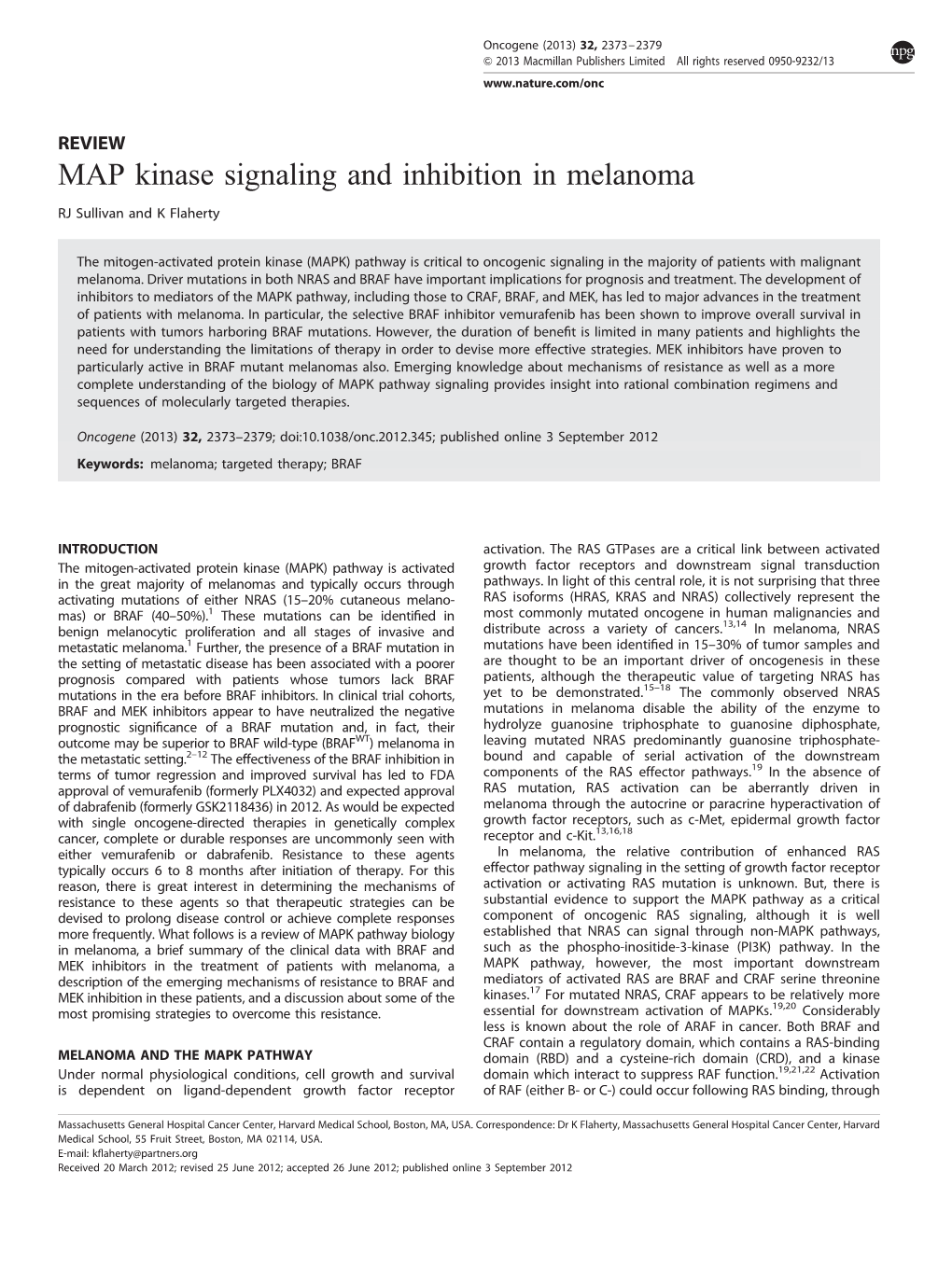 MAP Kinase Signaling and Inhibition in Melanoma