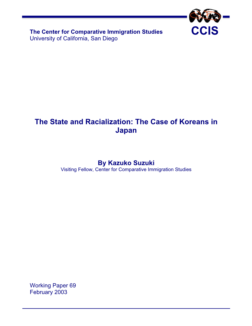 The State and Racialization: the Case of Koreans in Japan