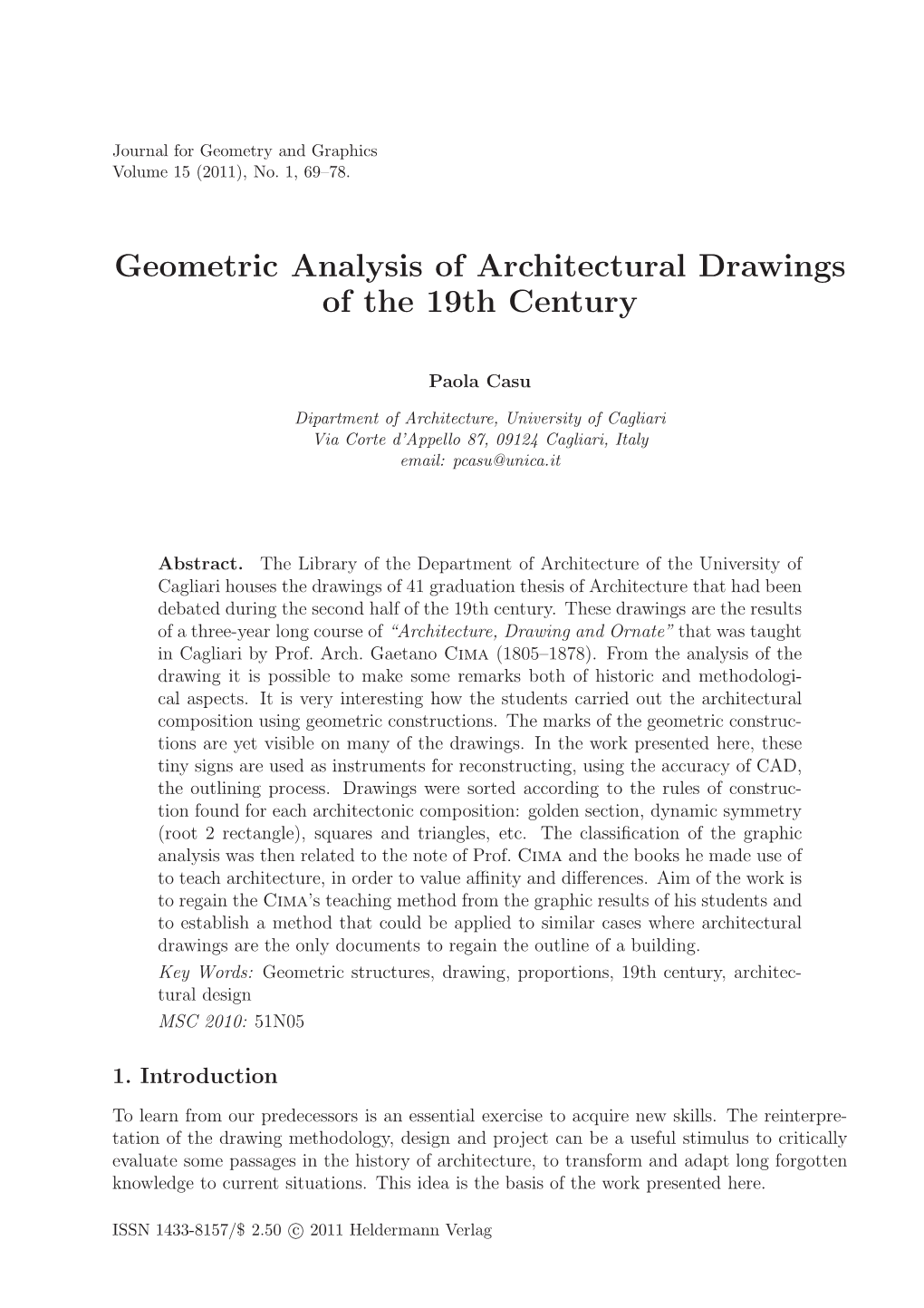 Geometric Analysis of Architectural Drawings of the 19Th Century