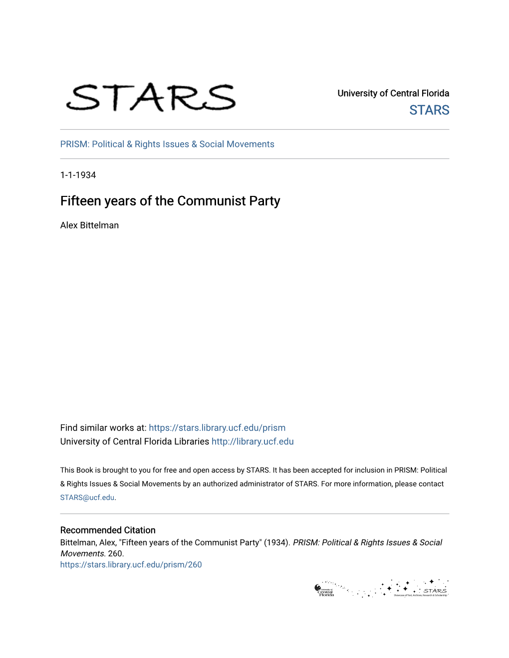 Fifteen Years of the Communist Party