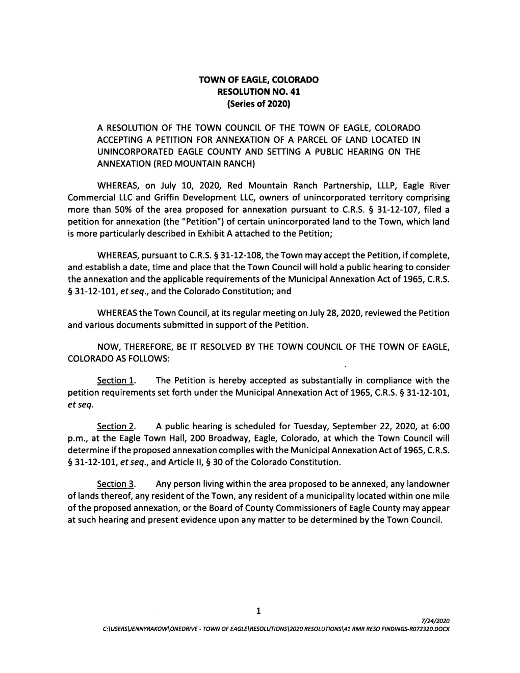 Commercial LLC and Griffin Development LLC, Owners of Unincorporated Territory Comprising More Than 50% of the Area Proposed for Annexation Pursuant to C