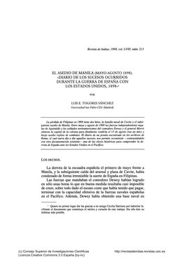 El Asedio De Manila (Mayo-Agosto 1898)