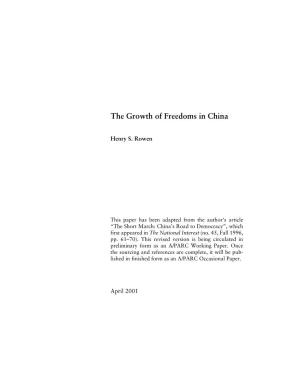 The Growth of Freedoms in China