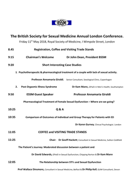 The British Society for Sexual Medicine Annual London Conference
