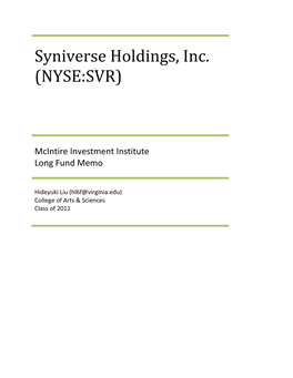 Syniverse Holdings, Inc. (NYSE:SVR)