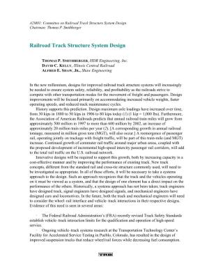Railroad Track Structure System Design Chairman: Thomas P